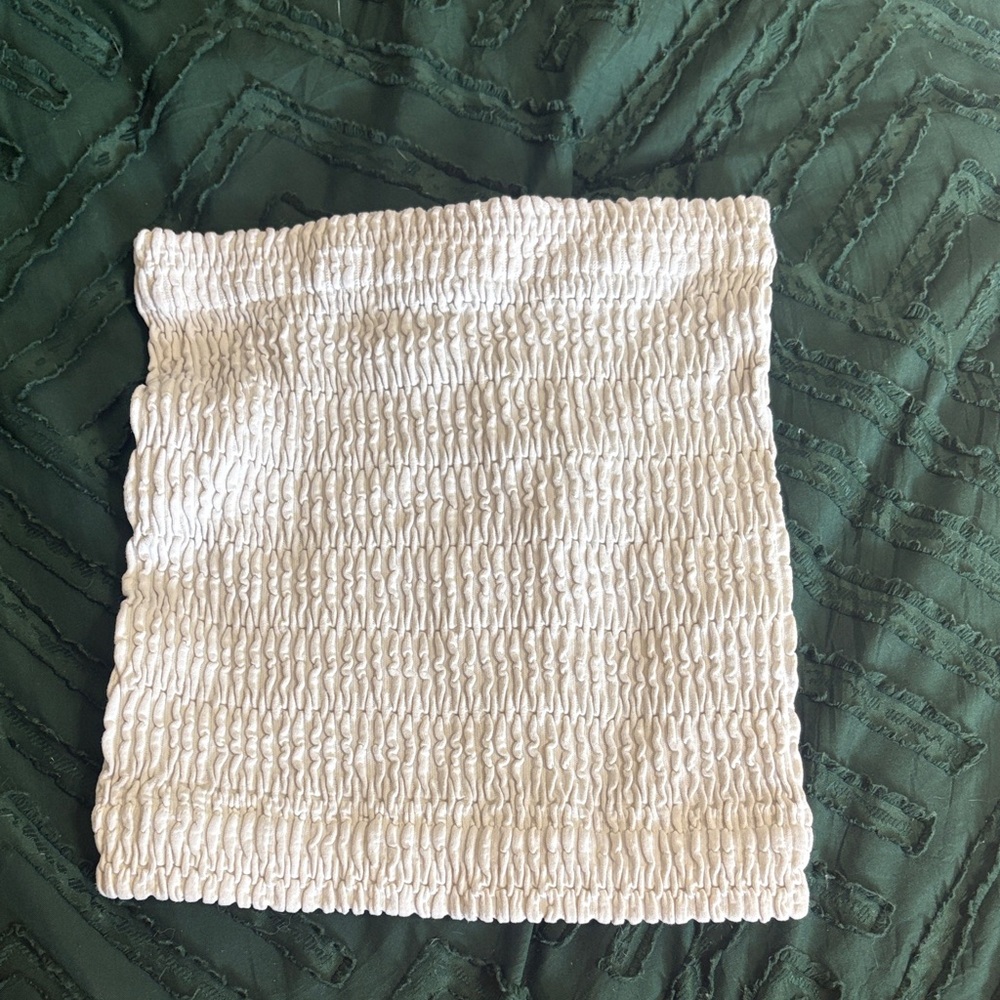 No Boundaries Cream Textured crop top (strapless)